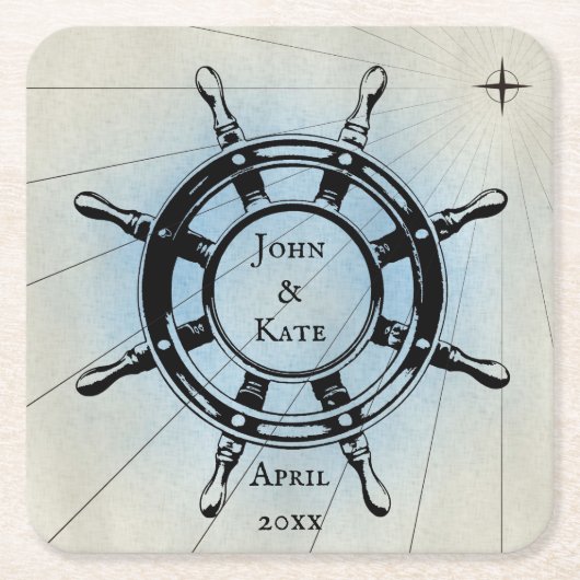  Nautical Ship's Wheel for Navigation Kartonnen Onderzetters (Voorkant)
