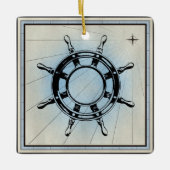  Nautical Ship's Wheel for Navigation Keramisch Ornament (Voorkant)
