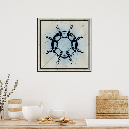  Nautical Ship's Wheel for Navigation Poster (Keuken)