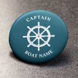Nautical Ships Wheel Helm Captain Boat Name Ronde Button 5,7 Cm<br><div class="desc">Navy Deep Teal Nautical Ships Wheel - Helm and Your Personalized Boat Name and Customizable Captain Rank Button.</div>