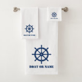 Nautical Ships Wheel Helm jouw naam of Boat Bad Handdoek (Insitu)