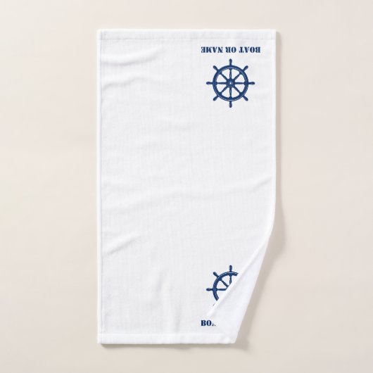 Nautical Ships Wheel Helm jouw naam of Boat Bad Handdoek (Handdoek)