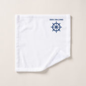 Nautical Ships Wheel Helm jouw naam of Boat Bad Handdoek (Wasdoekje)