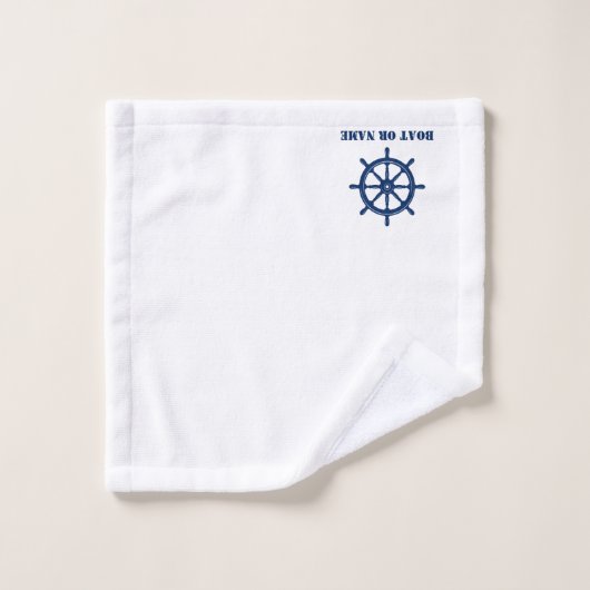 Nautical Ships Wheel Helm jouw naam of Boat Bad Handdoek (Wasdoekje)