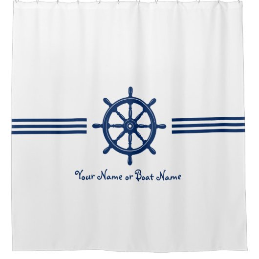 Nautical Ships Wheel Helm jouw naam of Boat Douchegordijn (Voorkant)