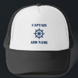Nautical Ships Wheel Helm Kapitein of Boat Name Trucker Pet<br><div class="desc">Nautical Classic Ships Wheel Helm met gepersonaliseerde Kapitein of Boat Name Pet.</div>
