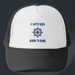Nautical Ships Wheel Helm Kapitein of Boat Name Trucker Pet<br><div class="desc">Nautical Classic Ships Wheel Helm met gepersonaliseerde Kapitein of Boat Name Pet.</div>