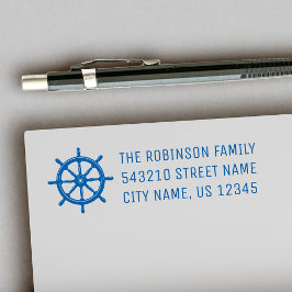 Nautical Ships Wheel Helm Personal Address of Text Zelfinktende Stempel