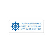 Nautical Ships Wheel Helm Personal Address of Text Zelfinktende Stempel (Design)