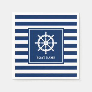 Nautical Ships Wheel Helm Striped Servet