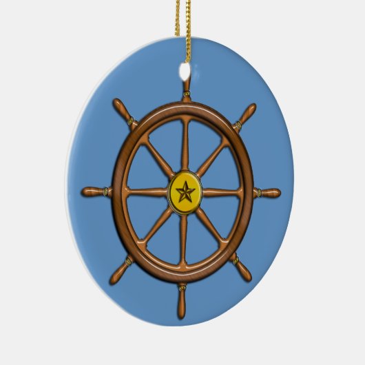 Nautical Ship's Wheel Keramisch Ornament (Rechts)