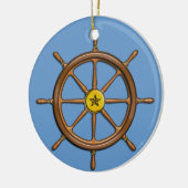 Nautical Ship's Wheel Keramisch Ornament (Links)