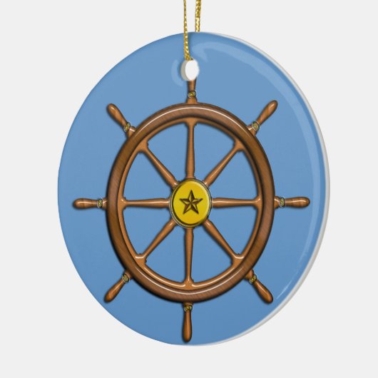 Nautical Ship's Wheel Keramisch Ornament (Links)