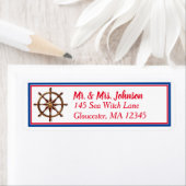 Nautical Ships Wheel - Red White en Blue Address Etiket (Insitu)