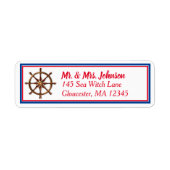 Nautical Ships Wheel - Red White en Blue Address Etiket (Voorkant)