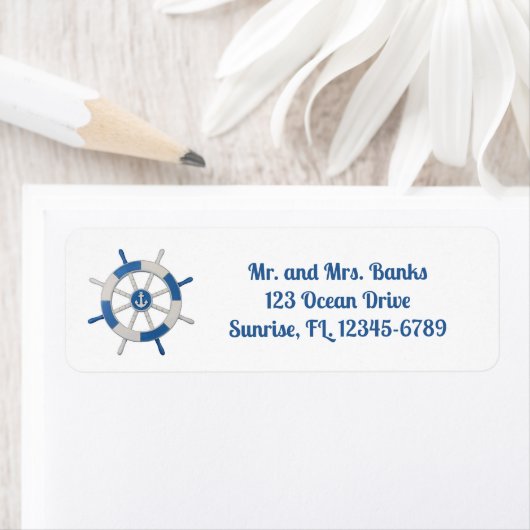 Nautical Ships Wheel Return Address Label (Insitu)