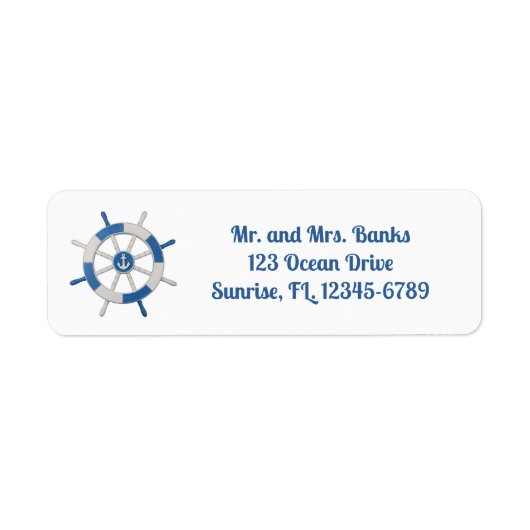 Nautical Ships Wheel Return Address Label (Voorkant)