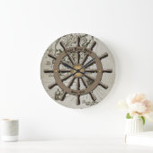  Nautical Ship's Wheel & Treasure Map Grote Klok (Huis)
