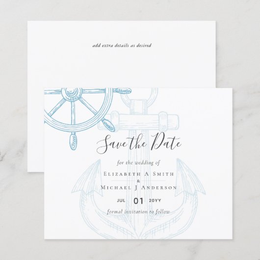 Nautical Ships Wheel Wedding (Voorkant / Achterkant)