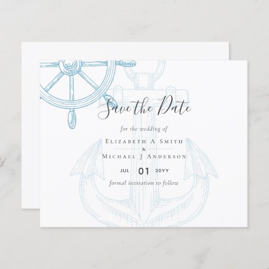 Nautical Ships Wheel Wedding (Voorkant / Achterkant)