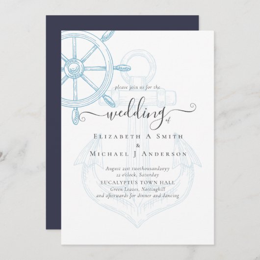 Nautical Ships Wheel Wedding (Voorkant / Achterkant)