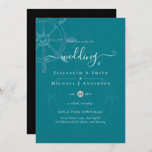 Nautical Ships Wheel Wedding Kaart