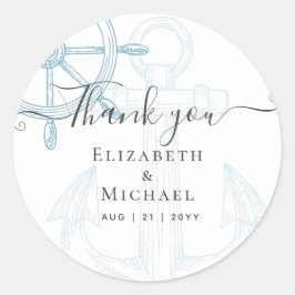 Nautical Ships Wheel Wedding Ronde Sticker