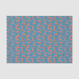 Nautical Shrimp Prawn and Coral Aqua Blue Pattern Tissuepapier