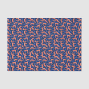 Nautical Shrimp Prawn and Coral Navy Blue Pattern Tissuepapier