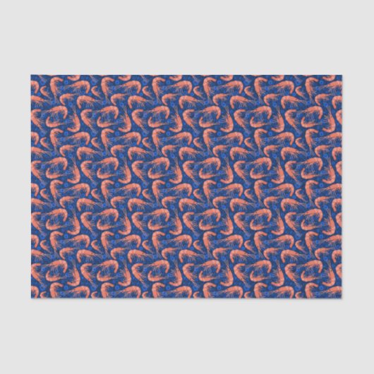 Nautical Shrimp Prawn and Coral Navy Blue Pattern Tissuepapier (Voorkant)