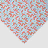 Nautical Shrimp Prawn koral | Licht blauw patroon Tissuepapier (Detail)