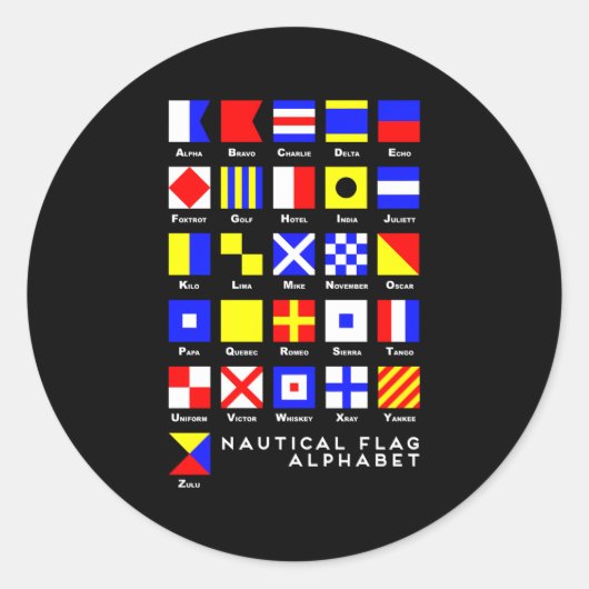 Nautical Signal Flag Alphabet Ronde Sticker (Voorkant)
