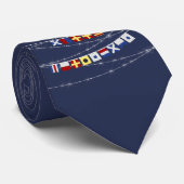 #Nautical Signal Flag Merry #Kerstmis | Navy Blue Stropdas (Opgerold)