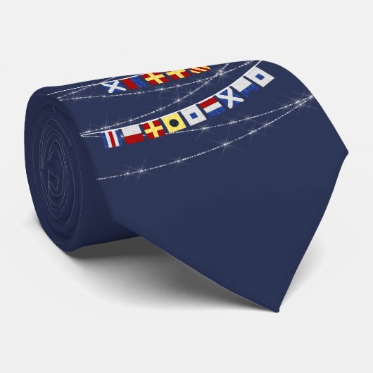 #Nautical Signal Flag Merry #Kerstmis | Navy Blue Stropdas (Opgerold)