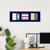 Nautical Signal Flags ACK Nantucket Poster (Thuiskantoor)
