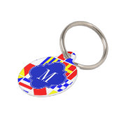 Nautical Signal Flags Royal Quatrefoil Monogram Huisdierpenning (Zijkant)