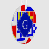 Nautical Signal Flags Royal Quatrefoil Monogram Ornament (voorkant)