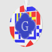 Nautical Signal Flags Royal Quatrefoil Monogram Ornament (voorkant)