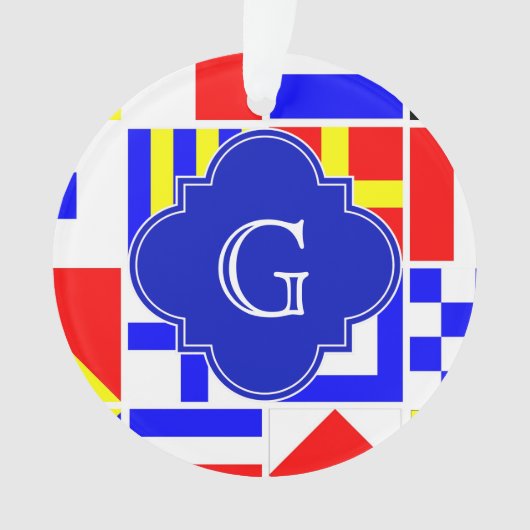 Nautical Signal Flags Royal Quatrefoil Monogram Ornament (voorkant)