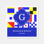 Nautical Signal Flags Royal Quatrefoil Monogram Servetten (Voorkant)