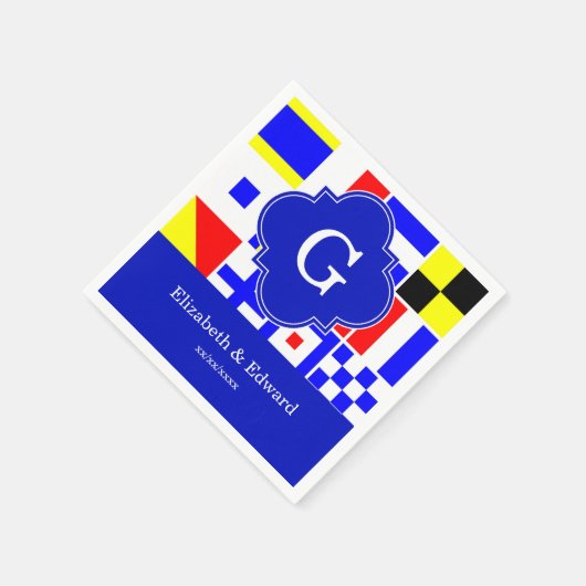 Nautical Signal Flags Royal Quatrefoil Monogram Servetten (Hoek)
