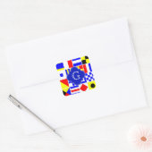 Nautical Signal Flags Royal Quatrefoil Monogram Vierkante Sticker (Envelop)