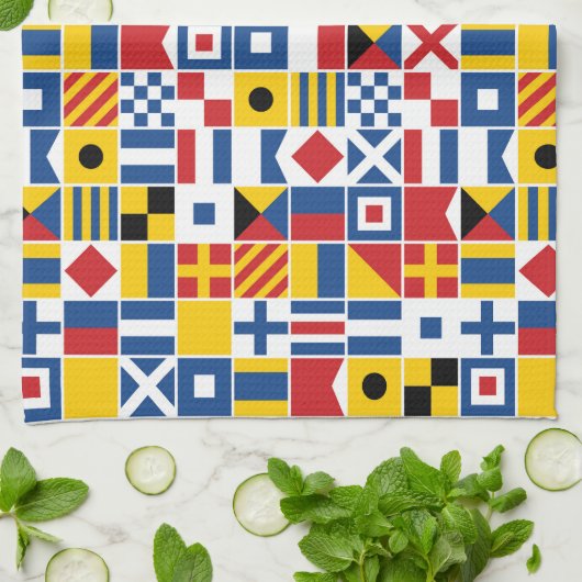 Nautical Signal Flagtern Theedoek (Gevouwen)