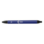 Nautical Silver Anchor en Monogram Zwarte Inkt Pen (Voorkant)