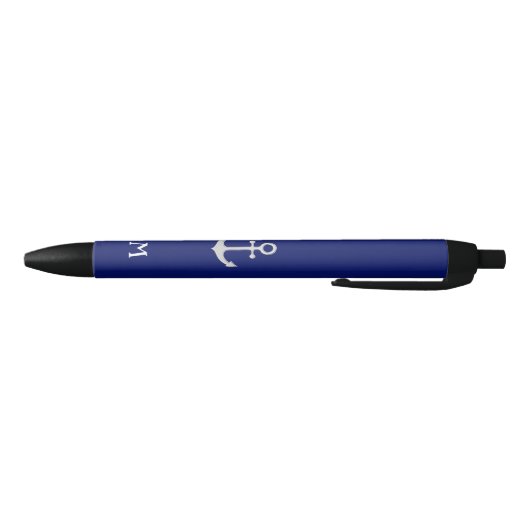 Nautical Silver Anchor en Monogram Zwarte Inkt Pen (Bodem)