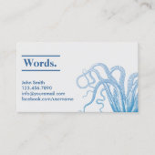 Nautical Silver & Blue Octopus Visitekaartje (Voorkant)