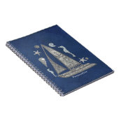 Nautical Silver Boat & Beach Dingen Elegant Chic Notitieboek (Rechterzijde)