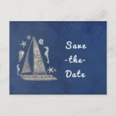 Nautical Silver Boat & Beach Dingen sparen de Datu Aankondigingskaart (Voorkant)