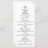 Nautical Silver Glitter Anker Glamour Menu Kaart (Voorkant / Achterkant)