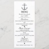 Nautical Silver Glitter Anker Glamour Menu Kaart (Voorkant)